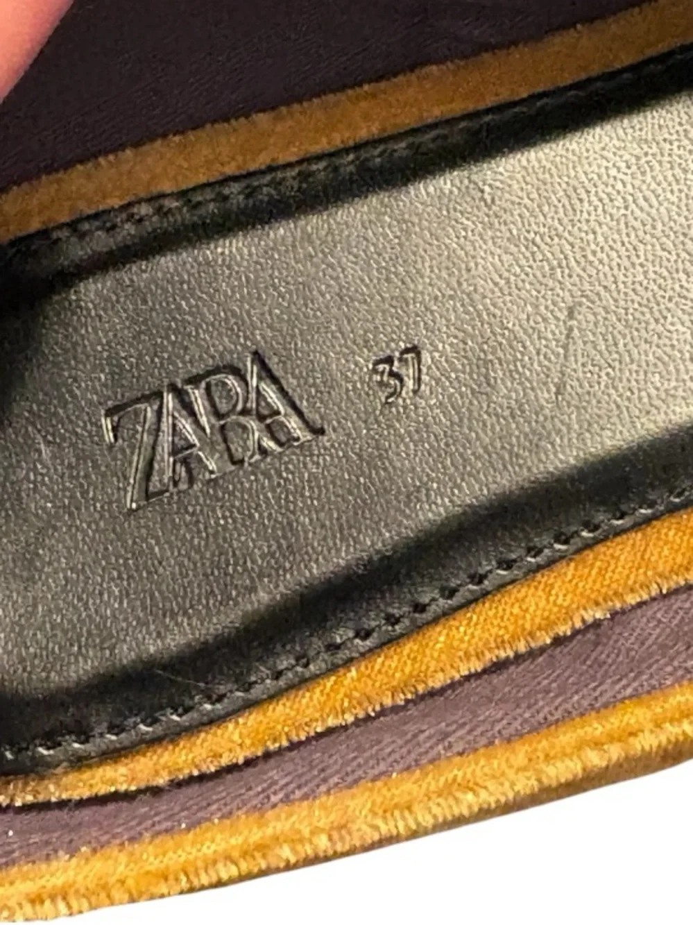 Zara Crushed Velvet Ballet Flats w Embellished Buckle